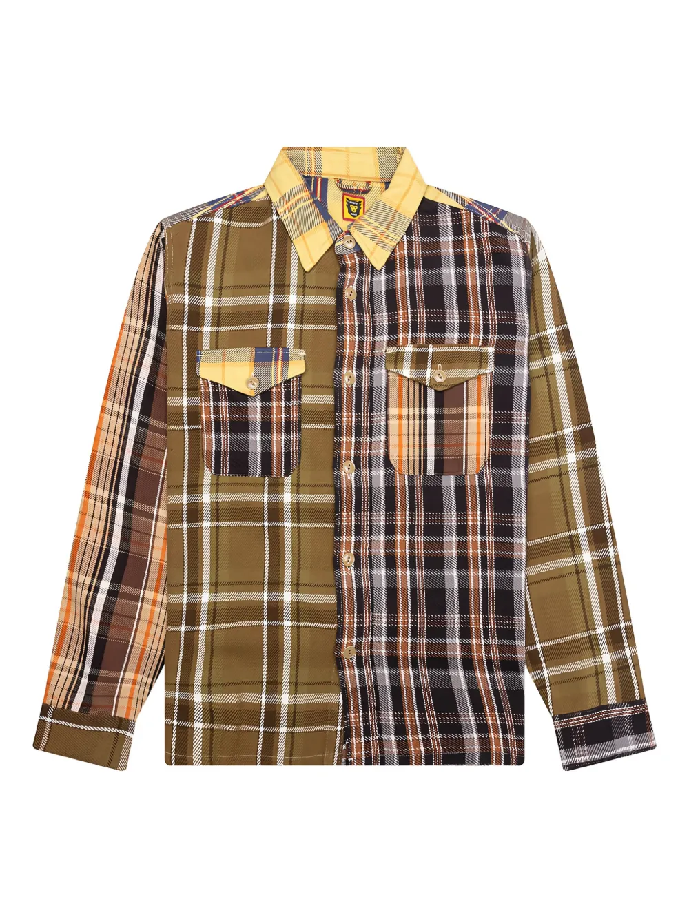 Human Made Overhemd met geborduurd hart en patchwork Geel