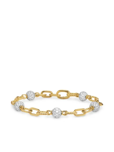 David Yurman 18kt yellow gold DY Madison beaded diamond bracelet (6mm)