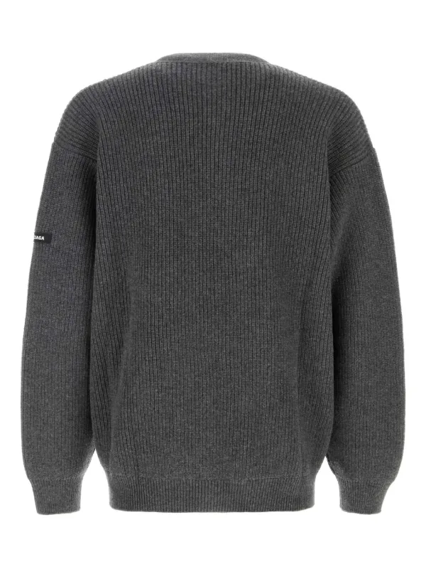 バレンシアガ　BALENCIAGA ロゴ入りカーディガン グレー BALENCIAGA ロゴ入りカーディガン 長袖 グレー