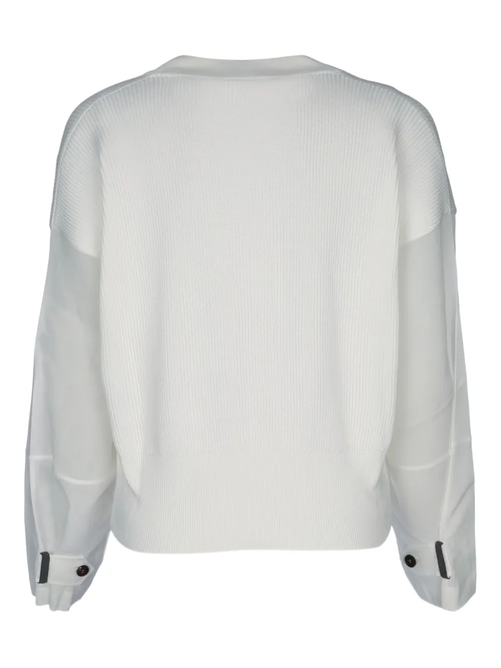 Brunello Cucinelli Trui met contrasterend vlak en V-hals Wit