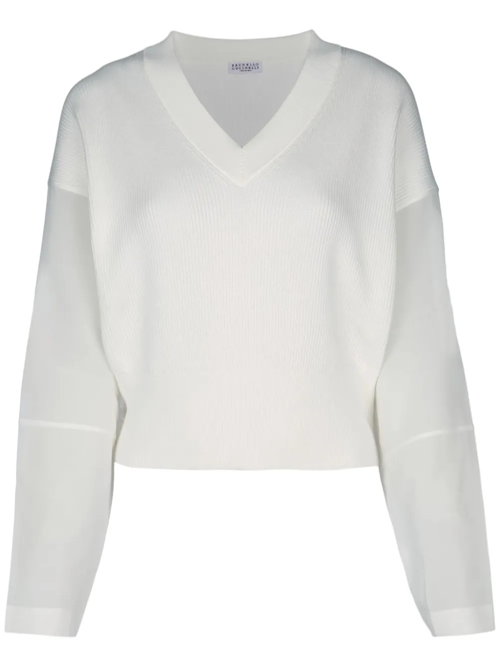 V-neck contrast-panel sweater