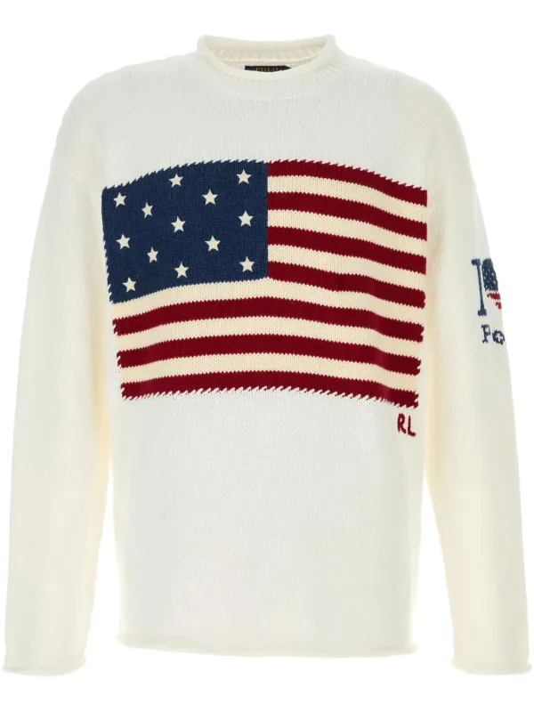 Polo Ralph Lauren Flag Sweater White FARFETCH TR