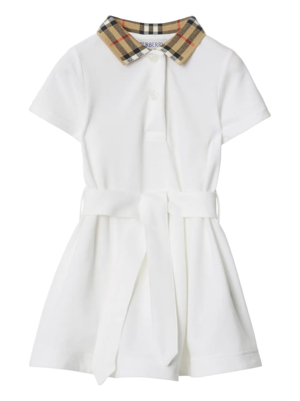 Burberry Kids Katoenen poloshirtjurk Wit