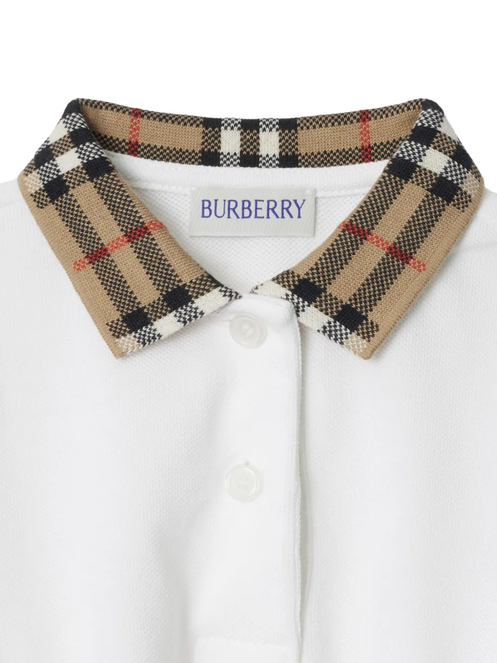 Burberry Kids Katoenen poloshirtjurk Wit