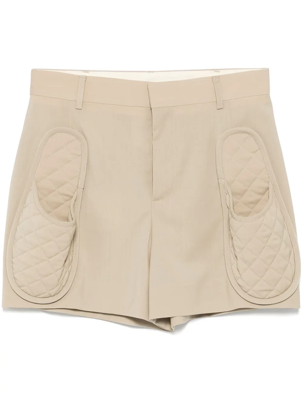 Moschino Wollen shorts met gevoerde zak Beige