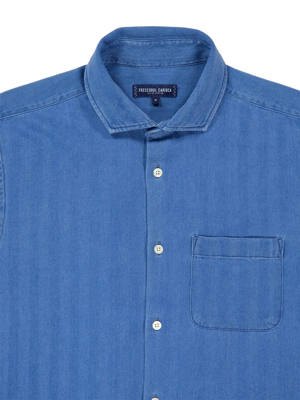  Frescobol Carioca Emilio Herringbone Denim Shirt - Blue 