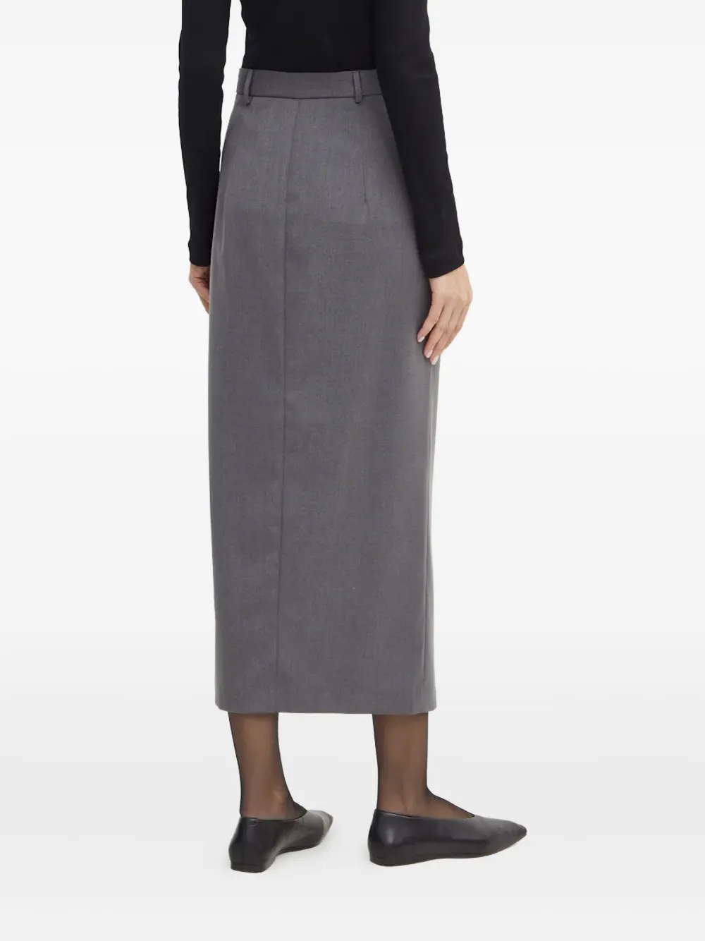 Simona Corsellini Front-slit Midi Skirt In Gray