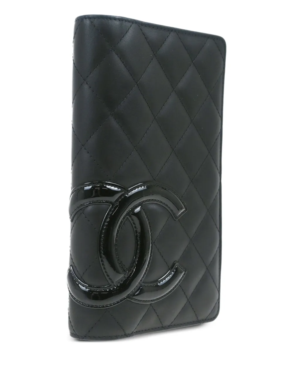 Pre-owned Chanel 2013 Cambon Line Wallet In Black