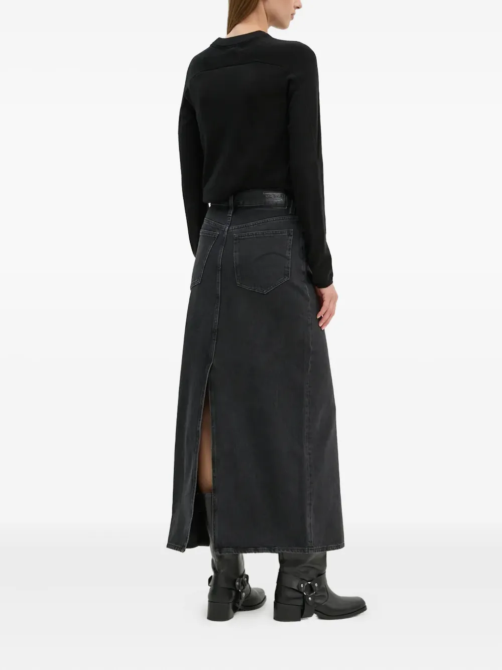 G-star Raw Front-split Denim Skirt In Black