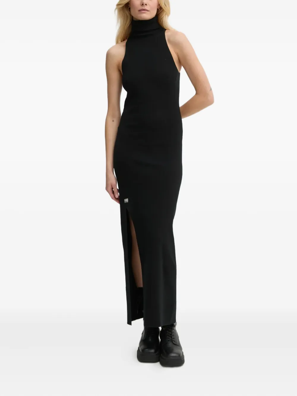 G-Star RAW high-neck side-slit dress - Zwart