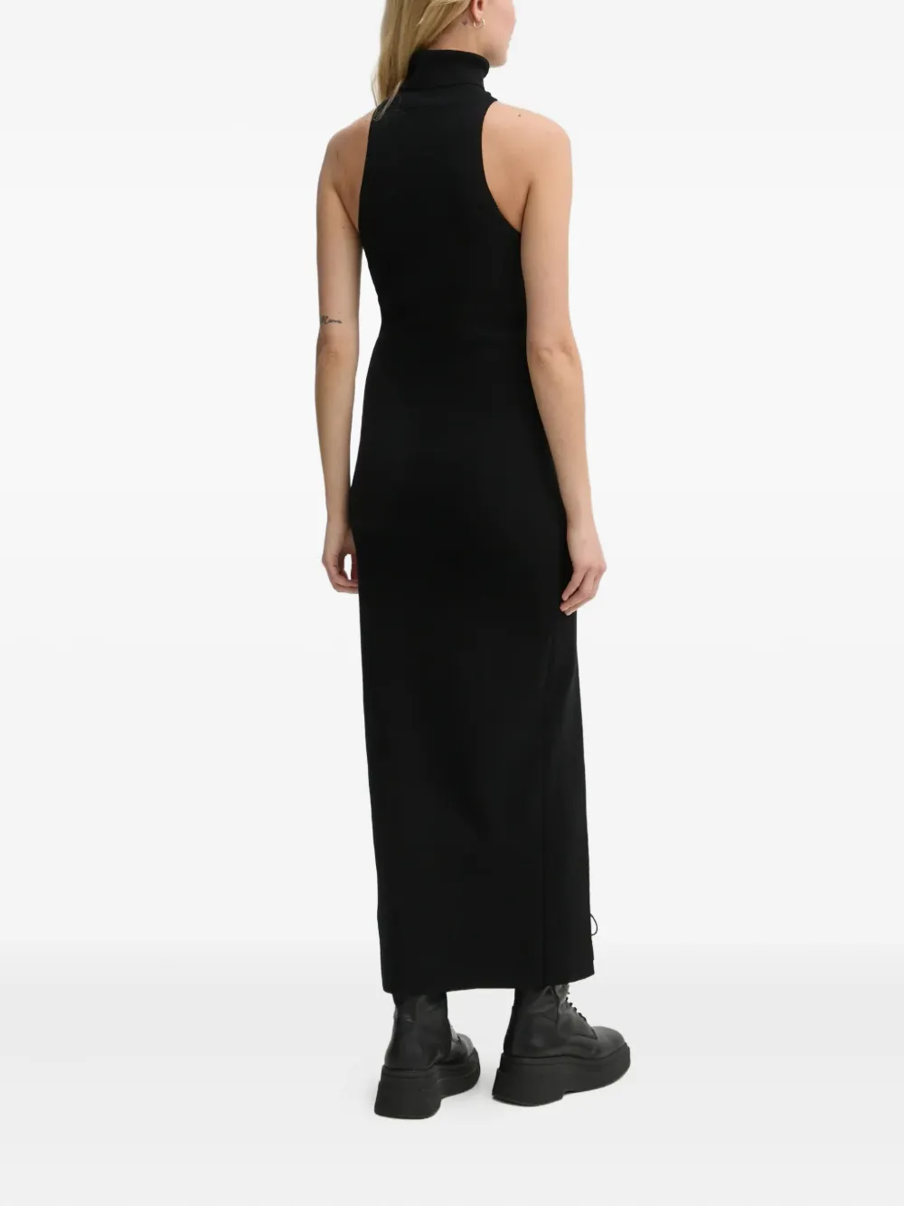 G-star Raw High-neck Side-slit Dress In Black