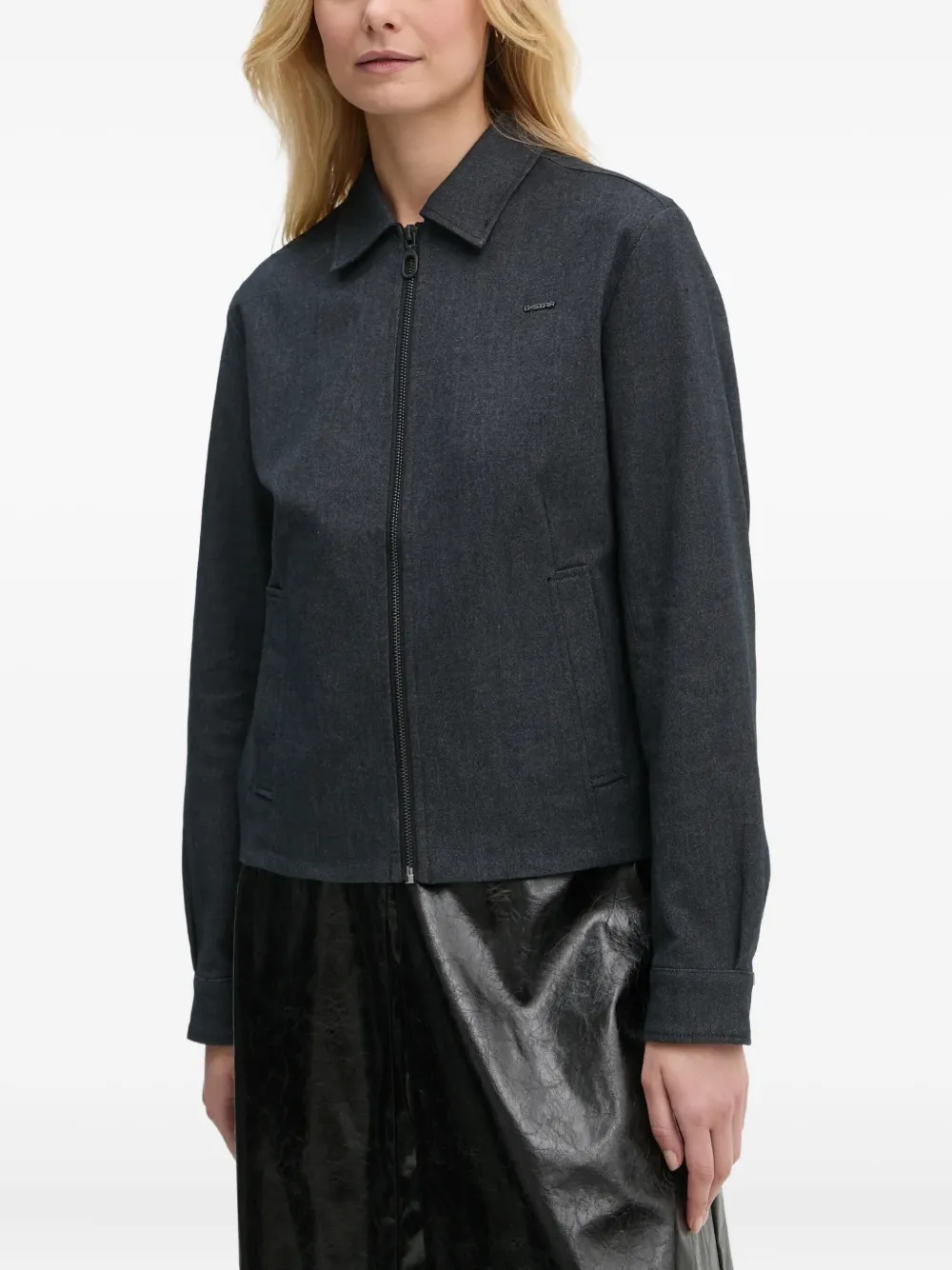 G-Star RAW logo-plaque collared jacket | Blue | Image 1