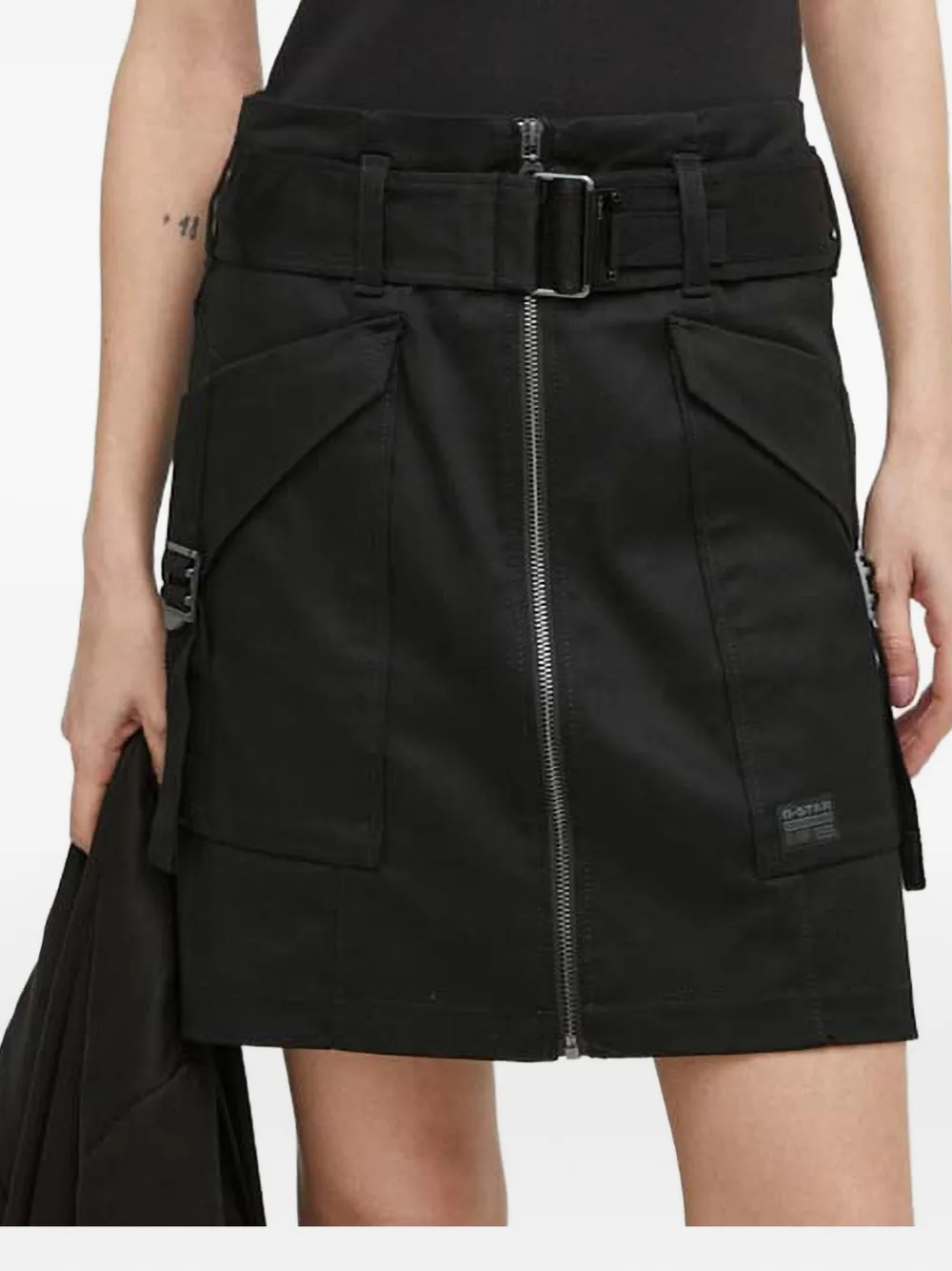 G-star Raw Belted Zip-up Skirt In Black