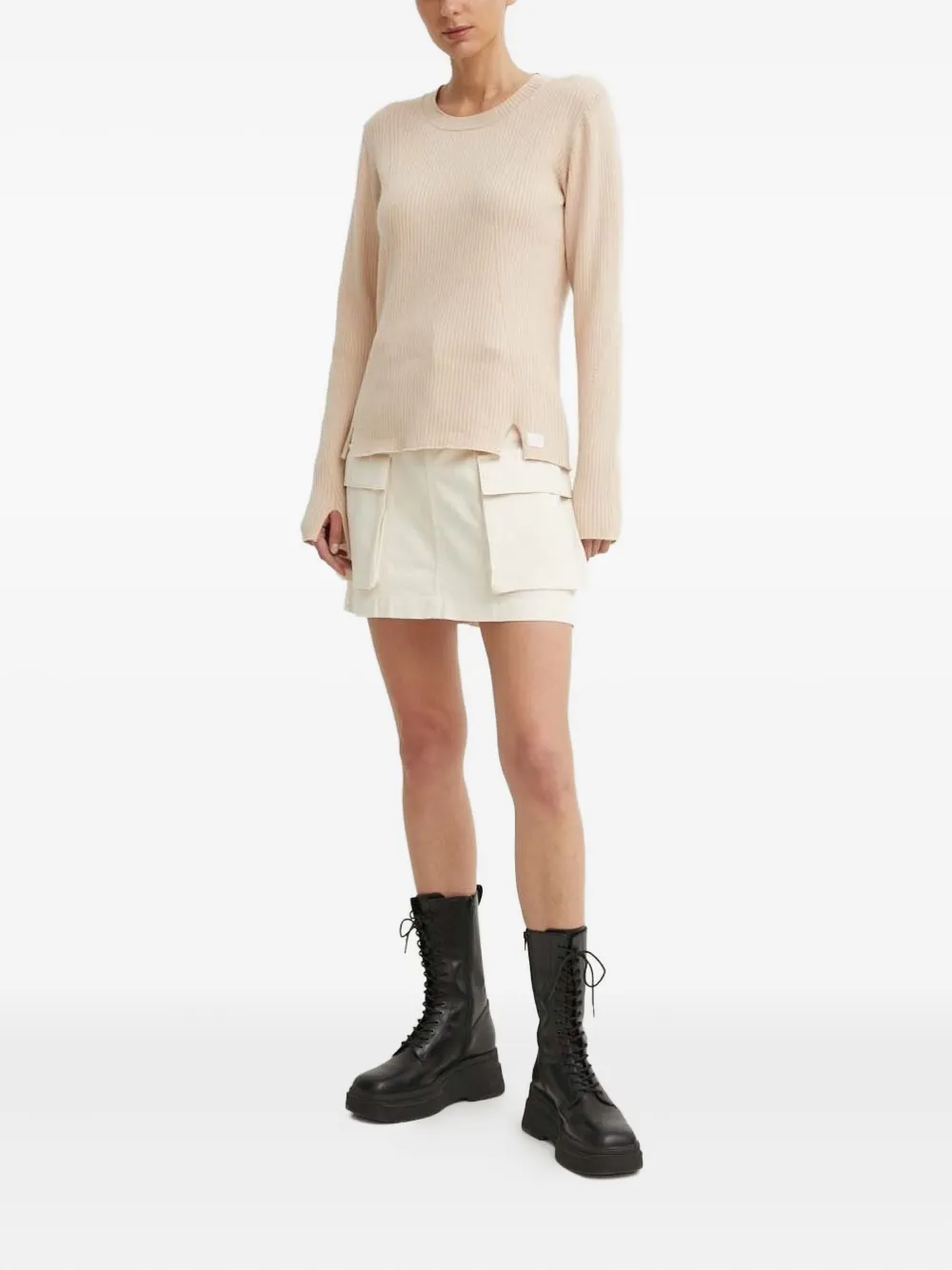 G-star Raw Ribbed Side-split Sweater In Neutral