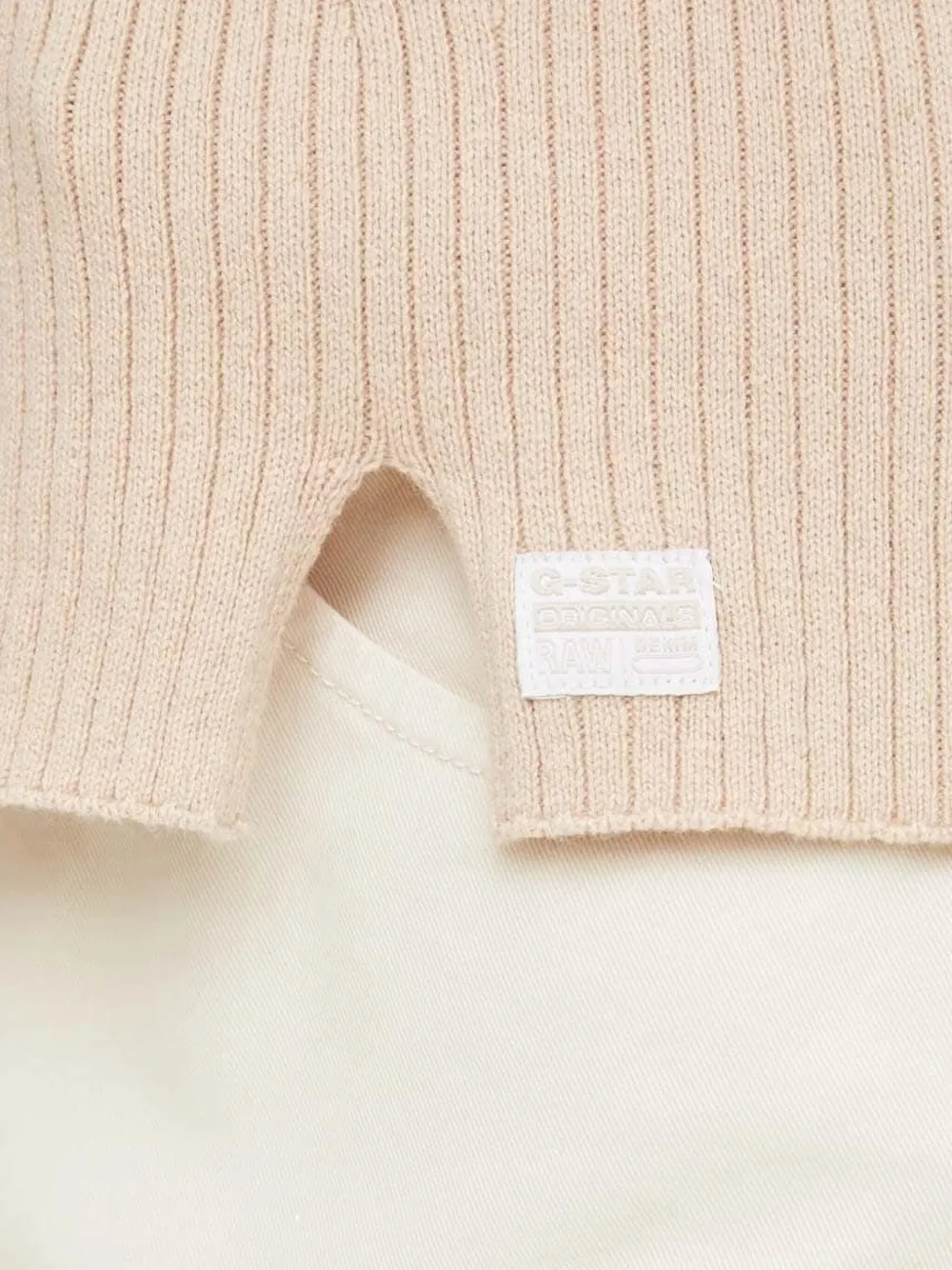 G-star Raw Ribbed Side-split Sweater In Neutral