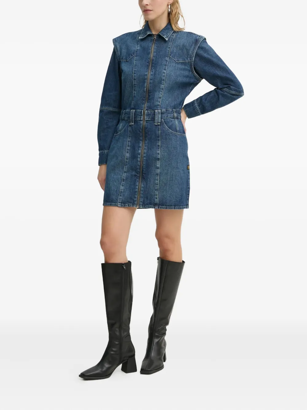 G-star Raw Long-sleeved Denim Dress In Blue