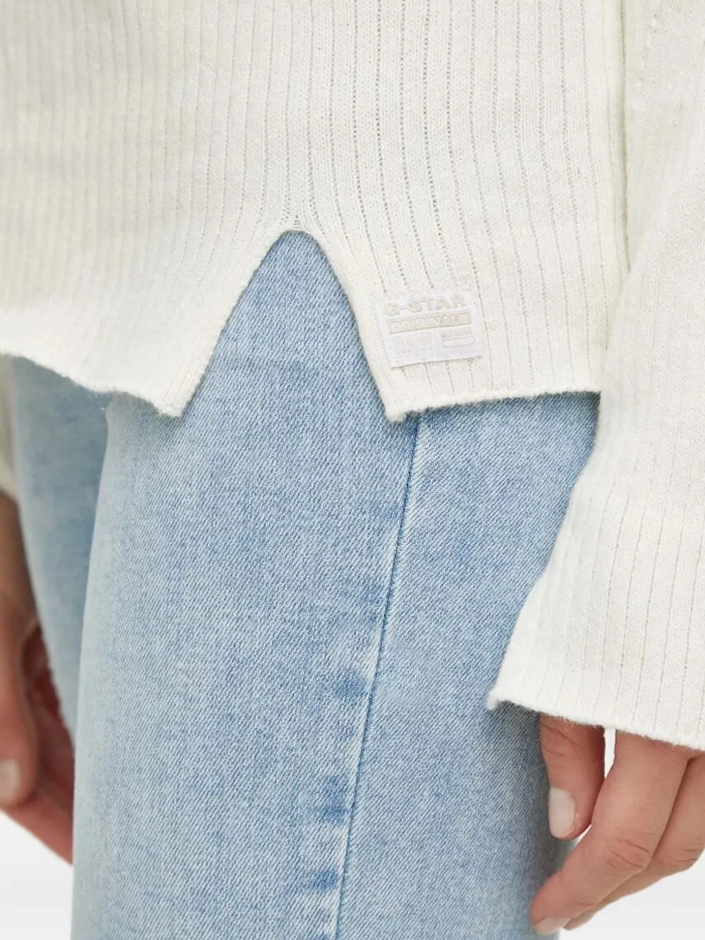 G-star Raw Ribbed Round-neck Sweater In Neutral