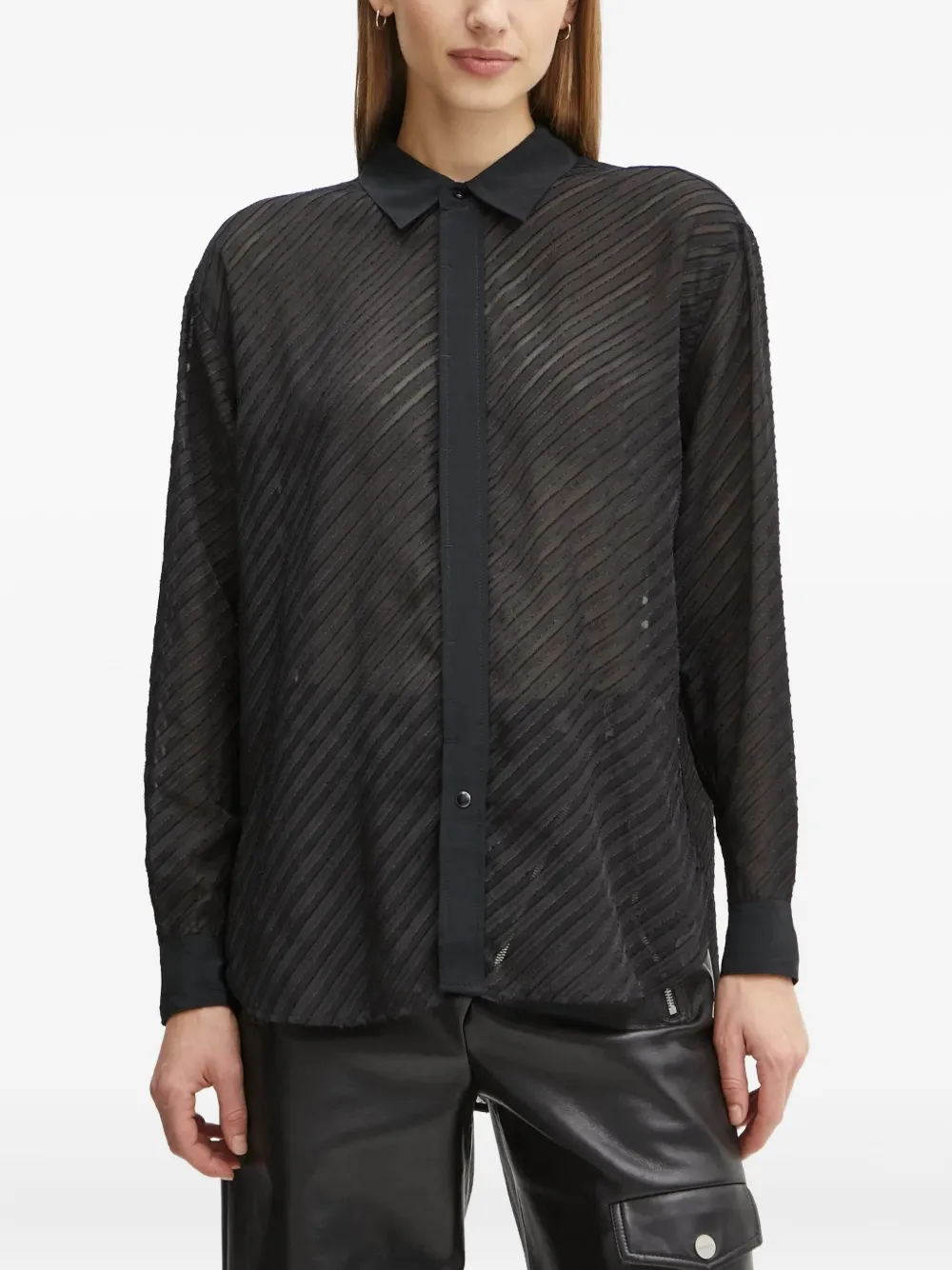 G-star Raw Striped Collared Shirt In Black