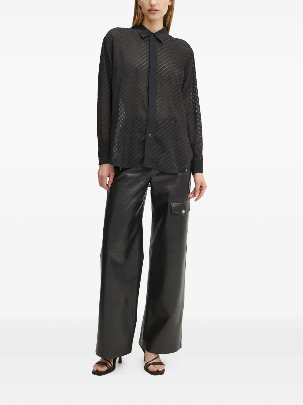 G-Star RAW striped collared shirt - Zwart