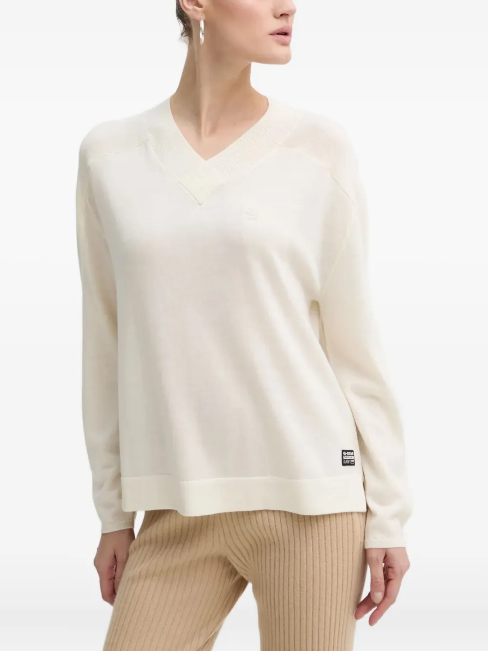 G-Star RAW suéter con cuello en V | blanco | Image 1