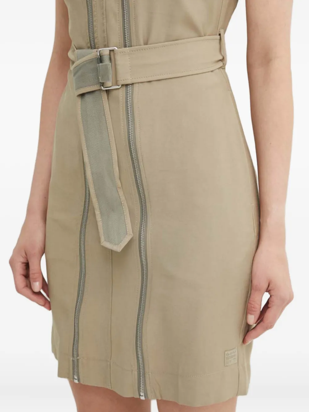 G-star Raw Zip-up Belted Dress In Neutral