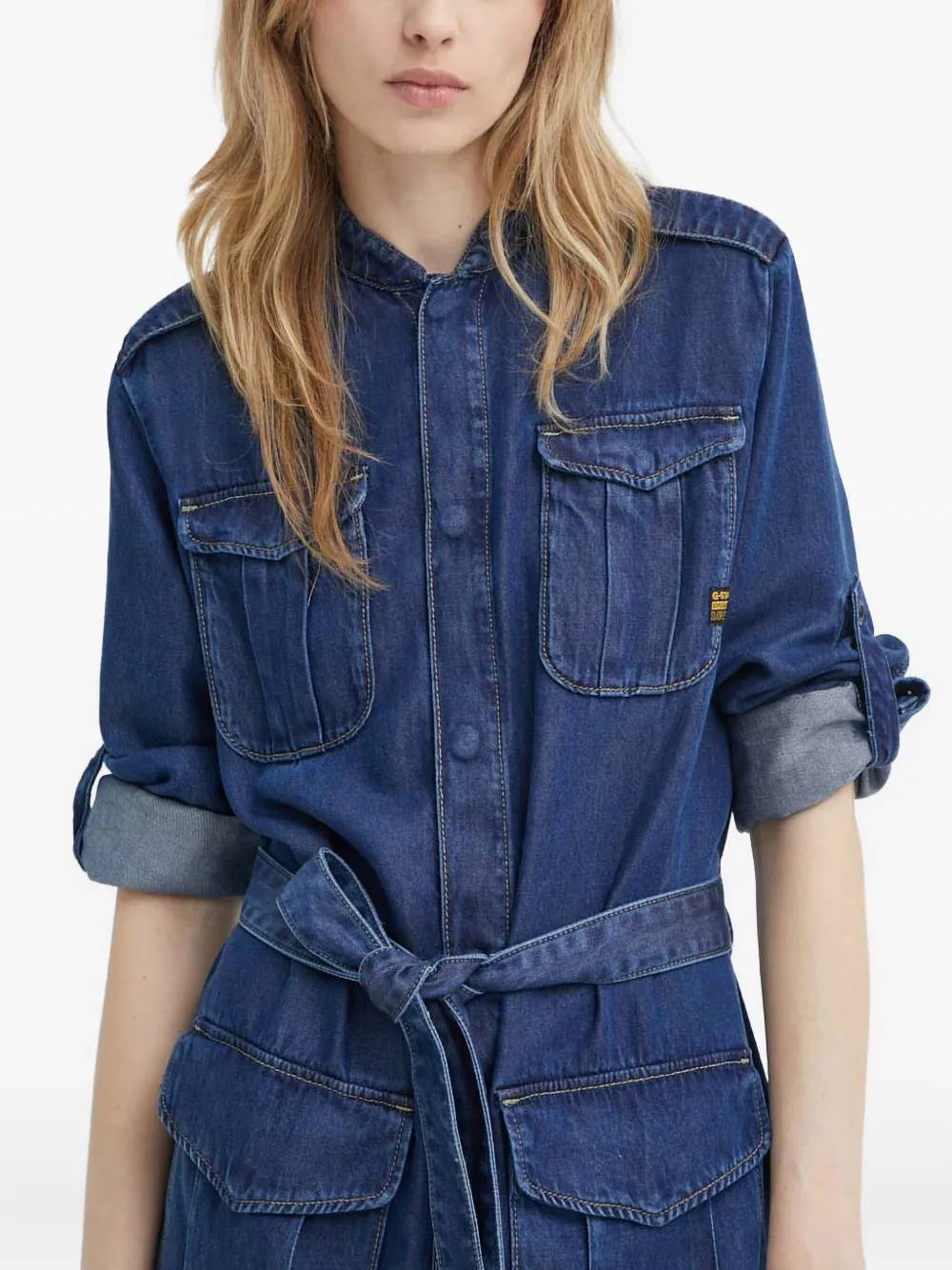 G-star Raw Belted Pocket Mini Dress In Blue