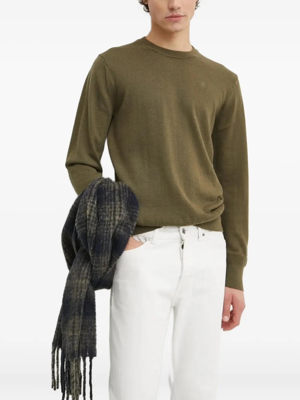 G-star Raw Merino-wool Crew-neck Sweater In Gray