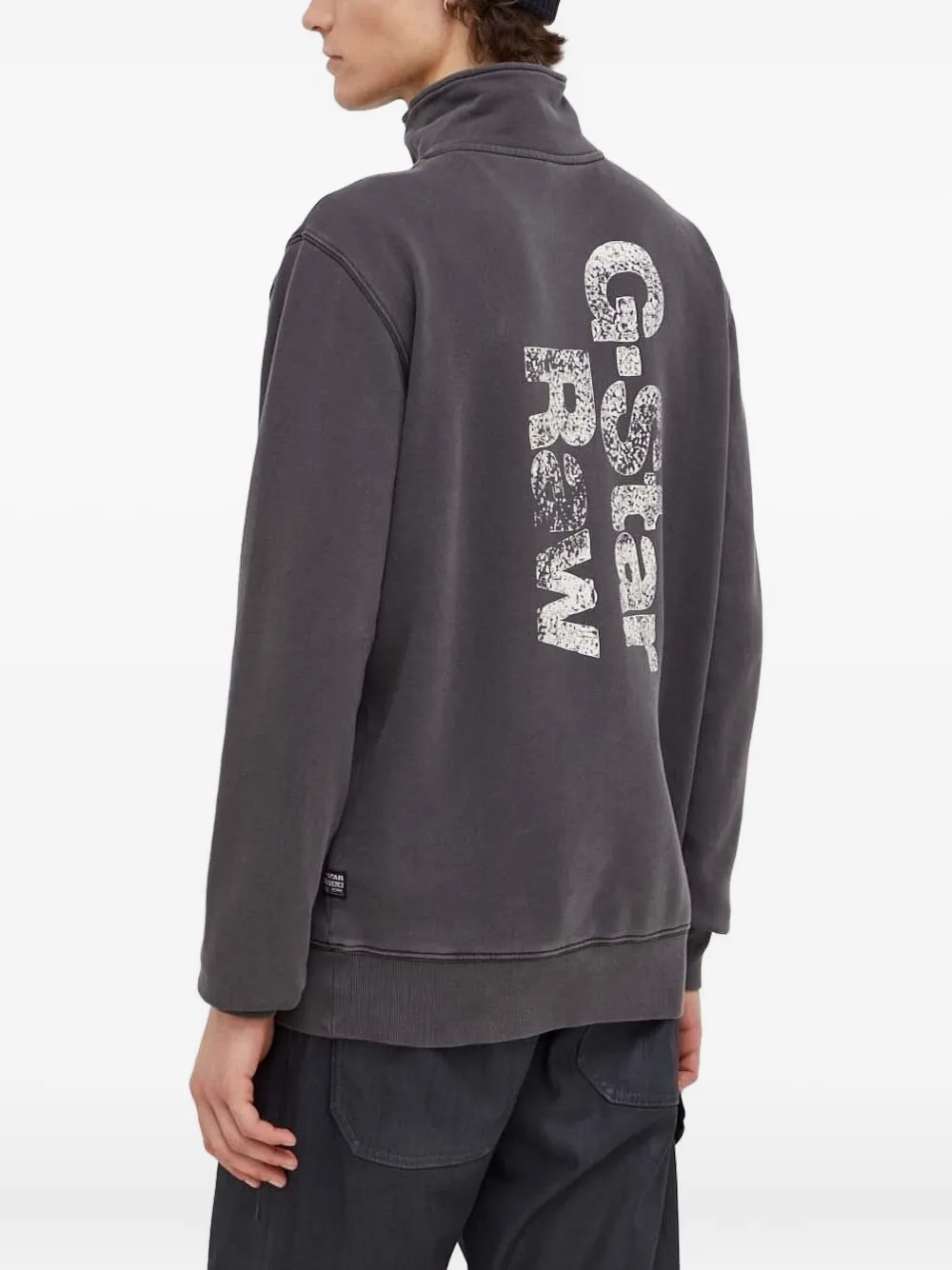 G-Star RAW Sweater met hoge hals en logo Grijs