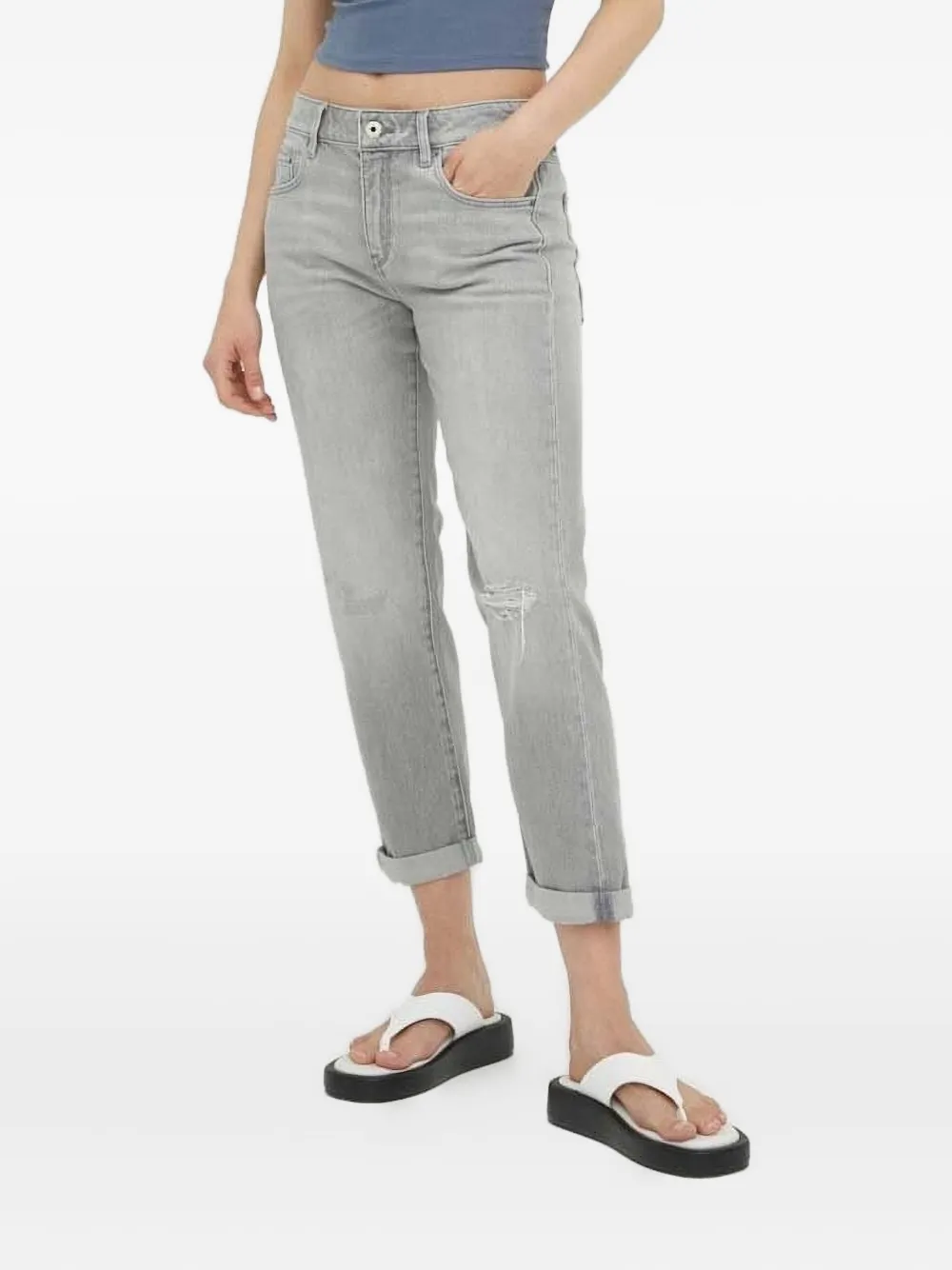 G-Star RAW distressed cropped jeans | Grey | Image 1