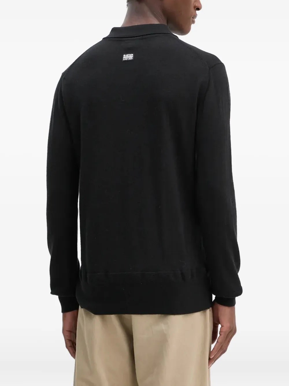 G-Star RAW Poloshirt met logoplakkaat en knopen Zwart