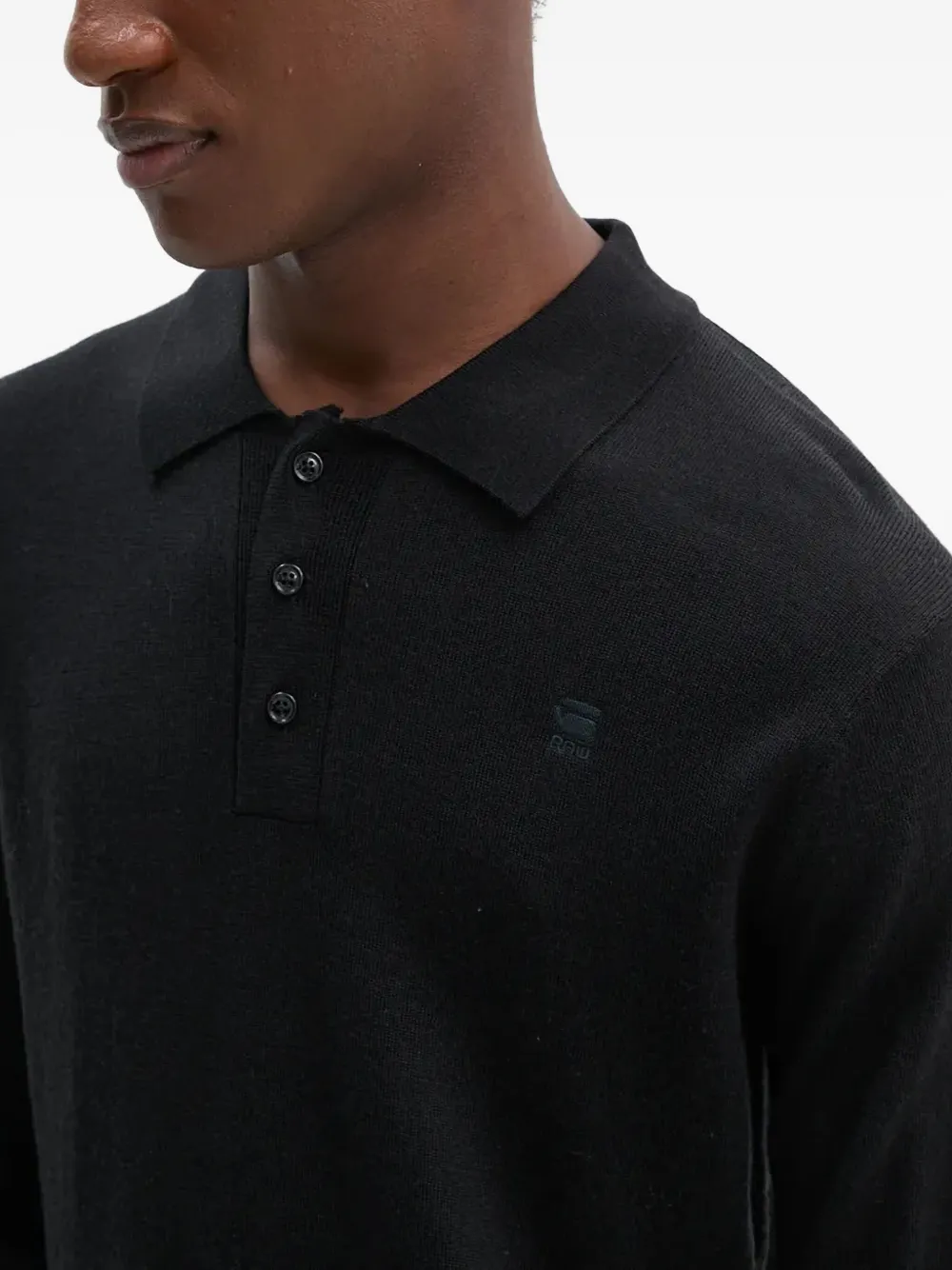 G-Star RAW Poloshirt met logoplakkaat en knopen Zwart