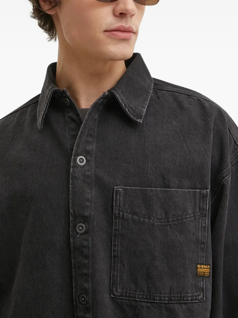 G-Star RAW Overhemd met zak detail Zwart