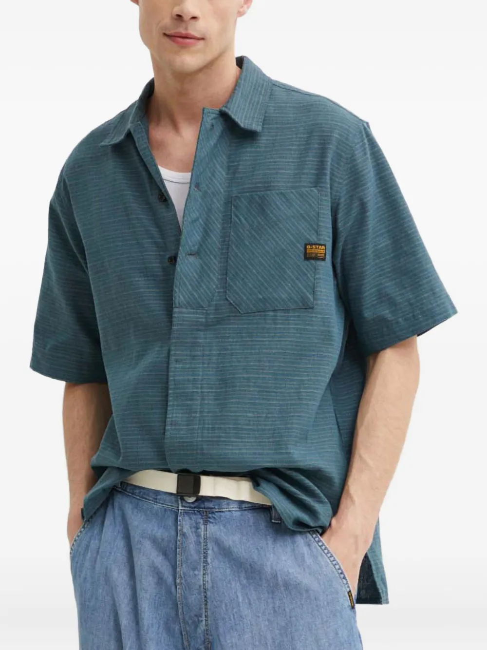 G-Star RAW Gestreepte overhemd met zak Blauw