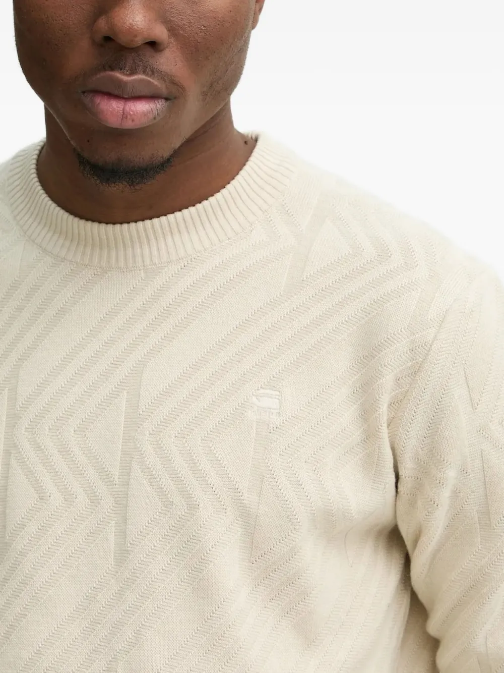 G-star Raw Geometric-pattern Crew-neck Sweater In Neutral