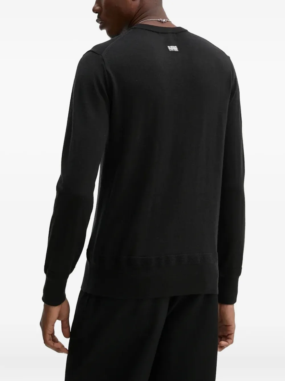 G-Star RAW Trui van merinowol met logoplakkaat - Zwart