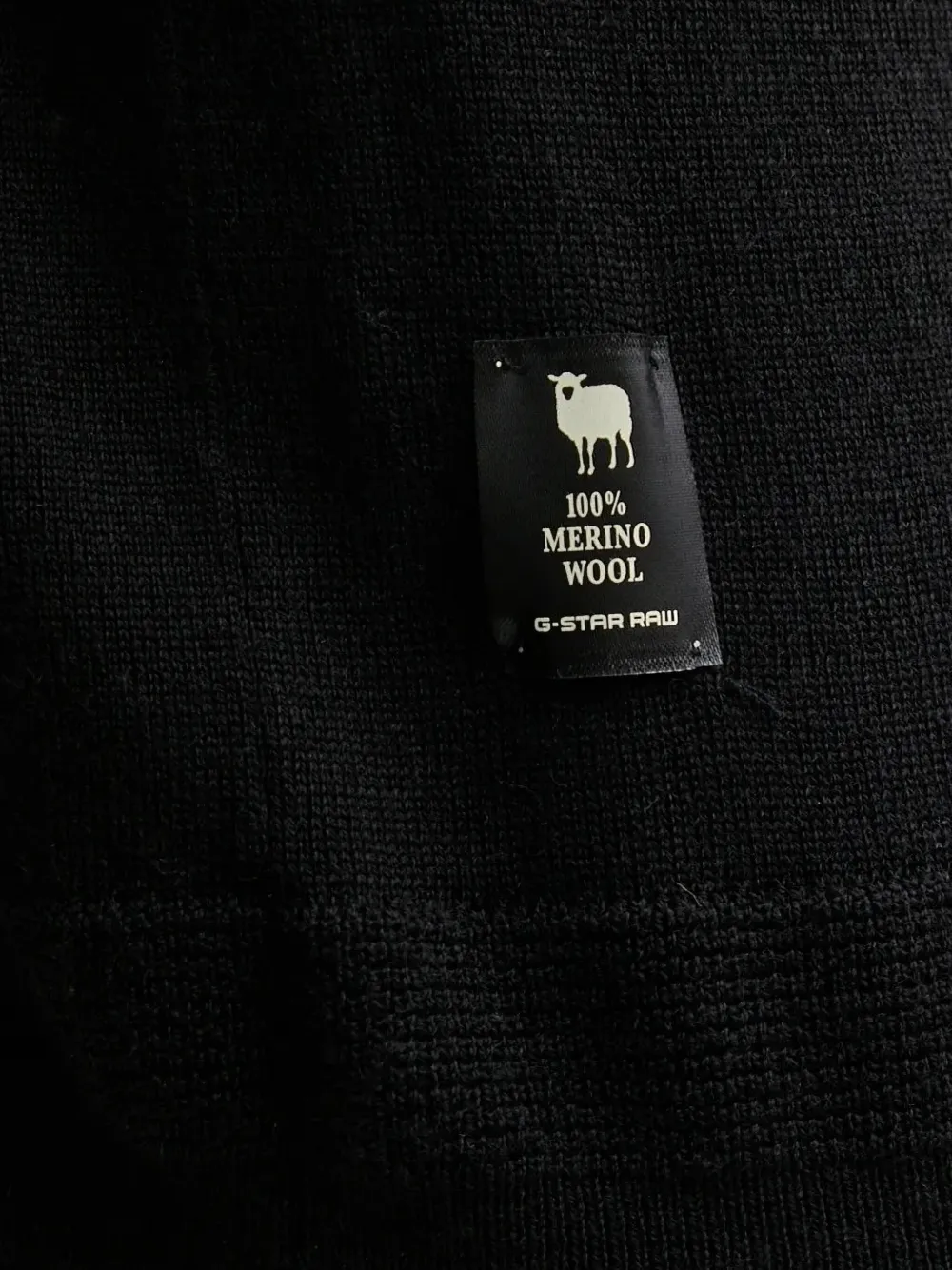 G-Star RAW Trui van merinowol met logoplakkaat Zwart