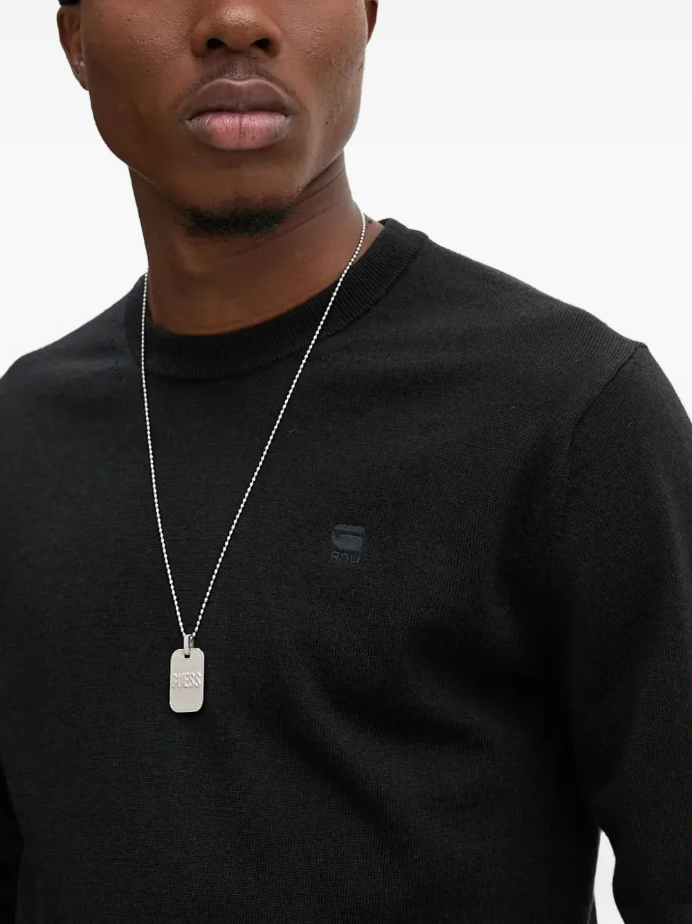 G-Star RAW Trui van merinowol met logoplakkaat Zwart