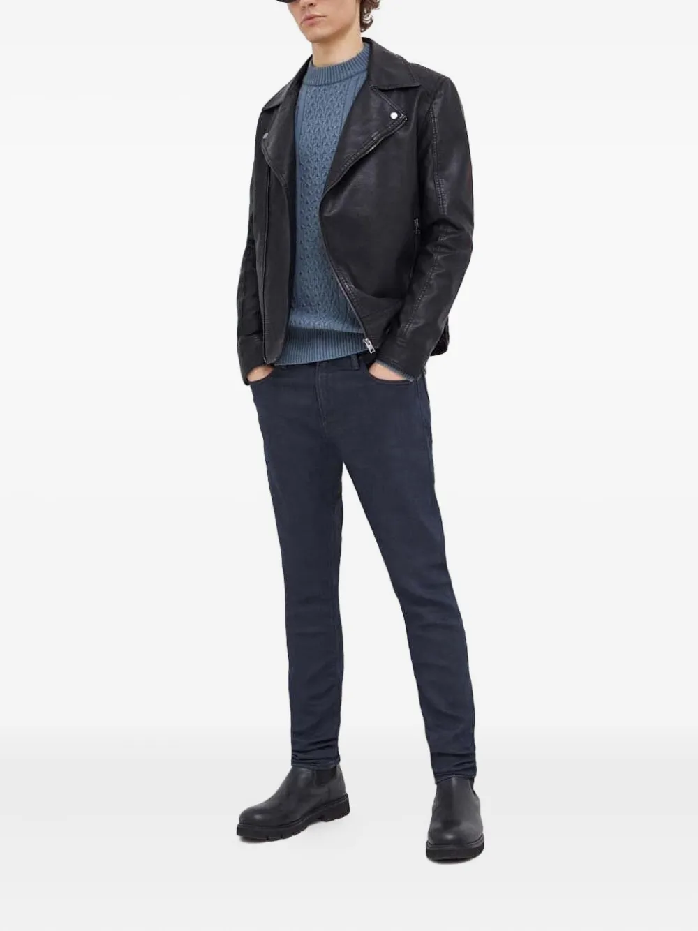 G-Star RAW Kabelgebreide trui - Blauw