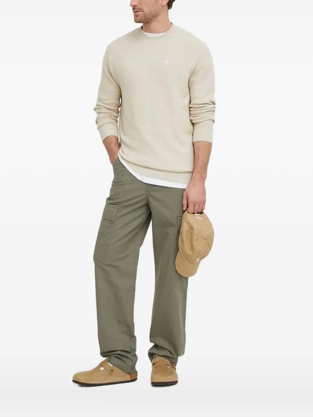 G-star Raw Textured Crew-neck Sweater In Gold