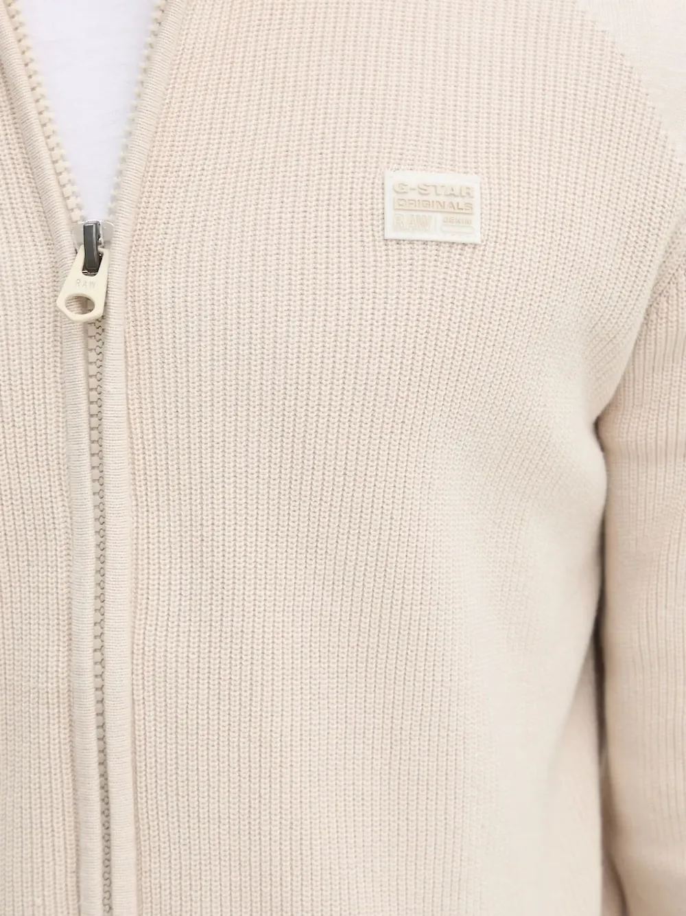 G-Star RAW Geribbeld vest met rits Beige
