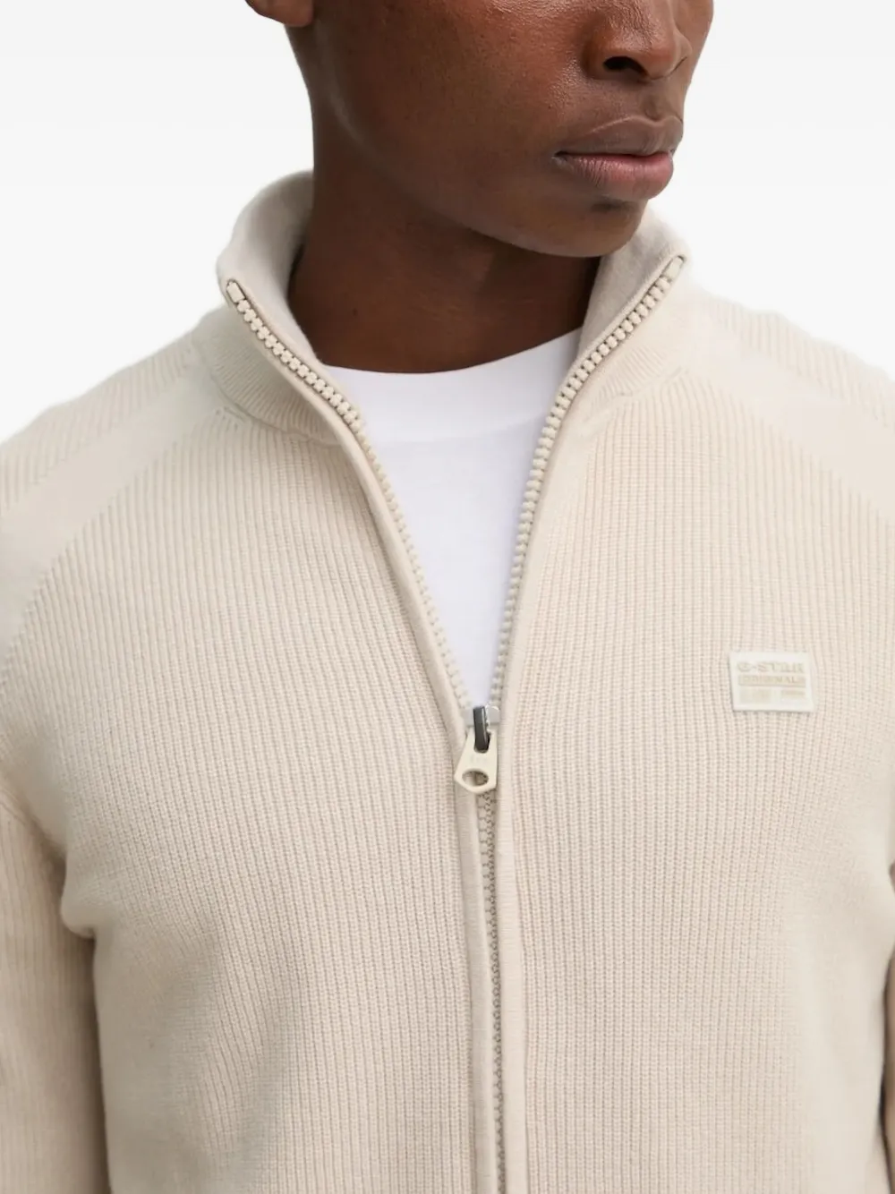 G-Star RAW Geribbeld vest met rits Beige