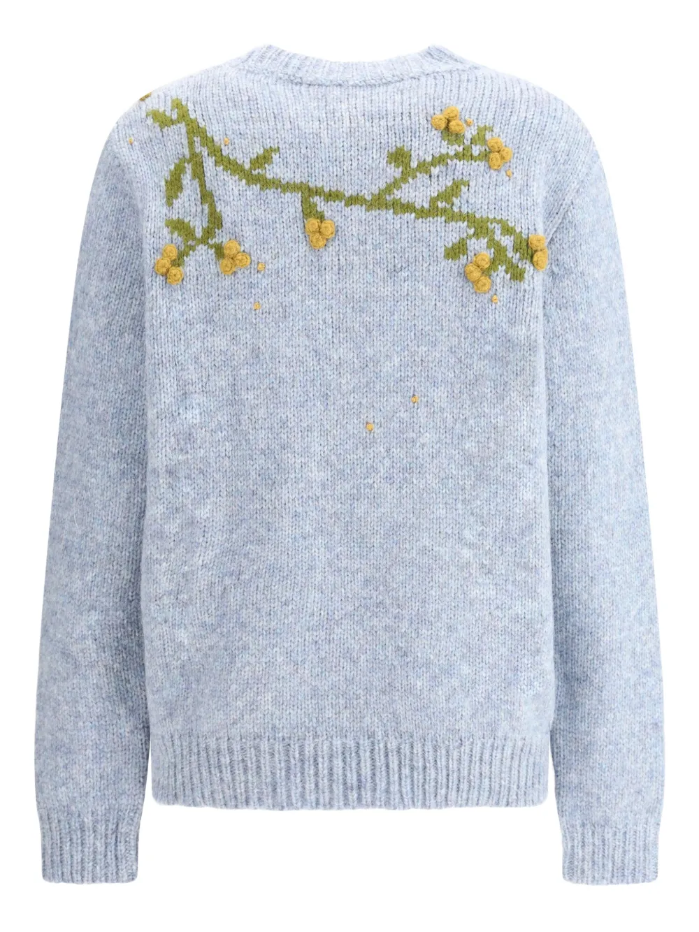 Baziszt Puff embroidered floral sweater - Blauw