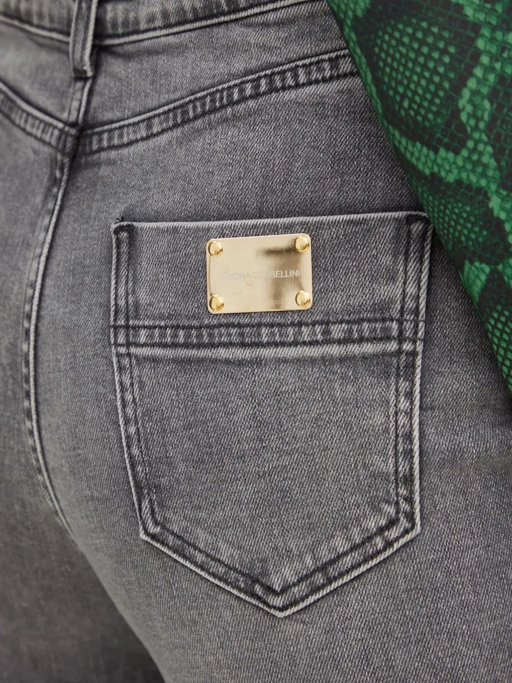 SIMONA CORSELLINI Jeans met logoplakkaat Grijs