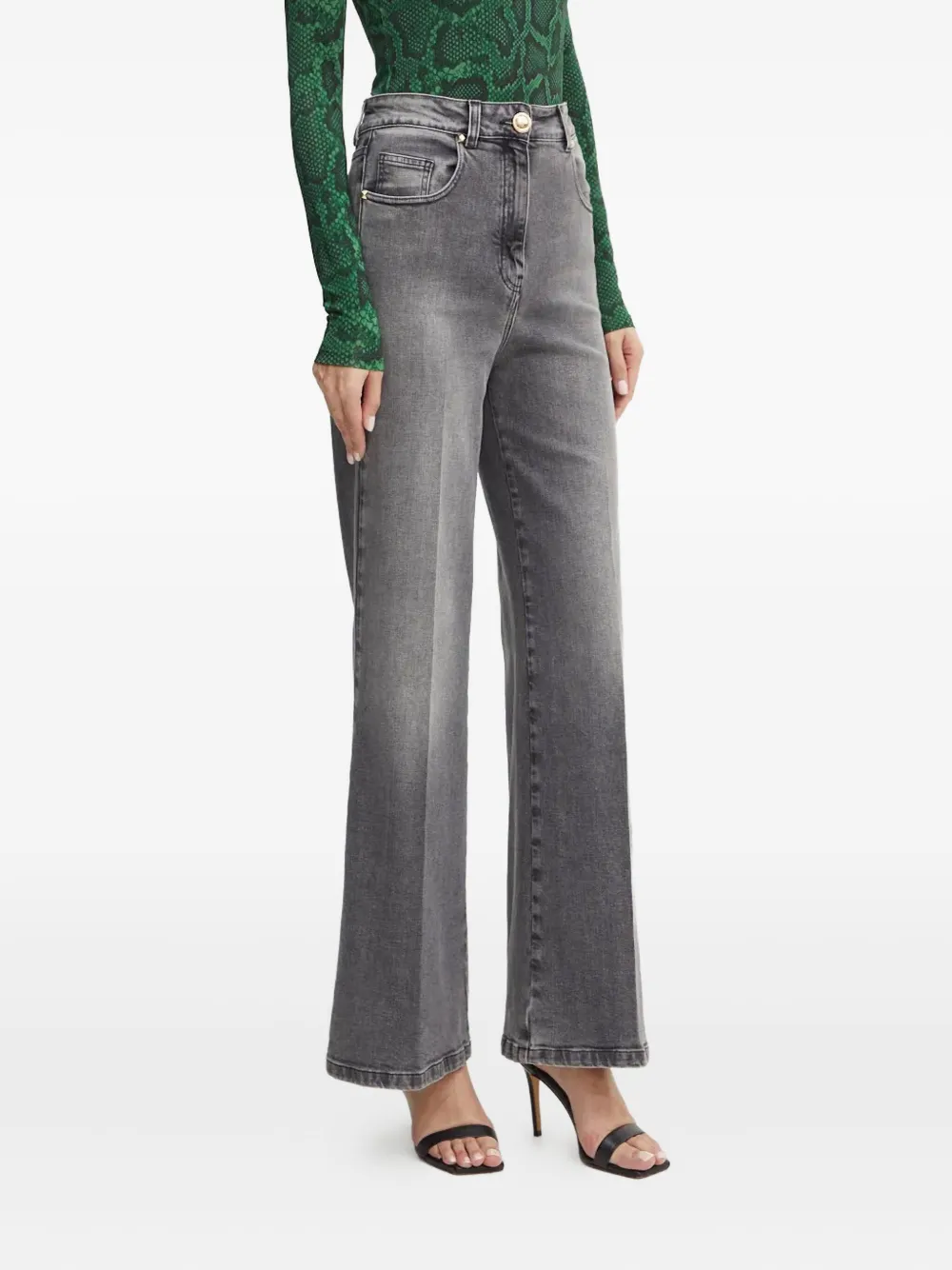 SIMONA CORSELLINI Jeans met logoplakkaat Grijs