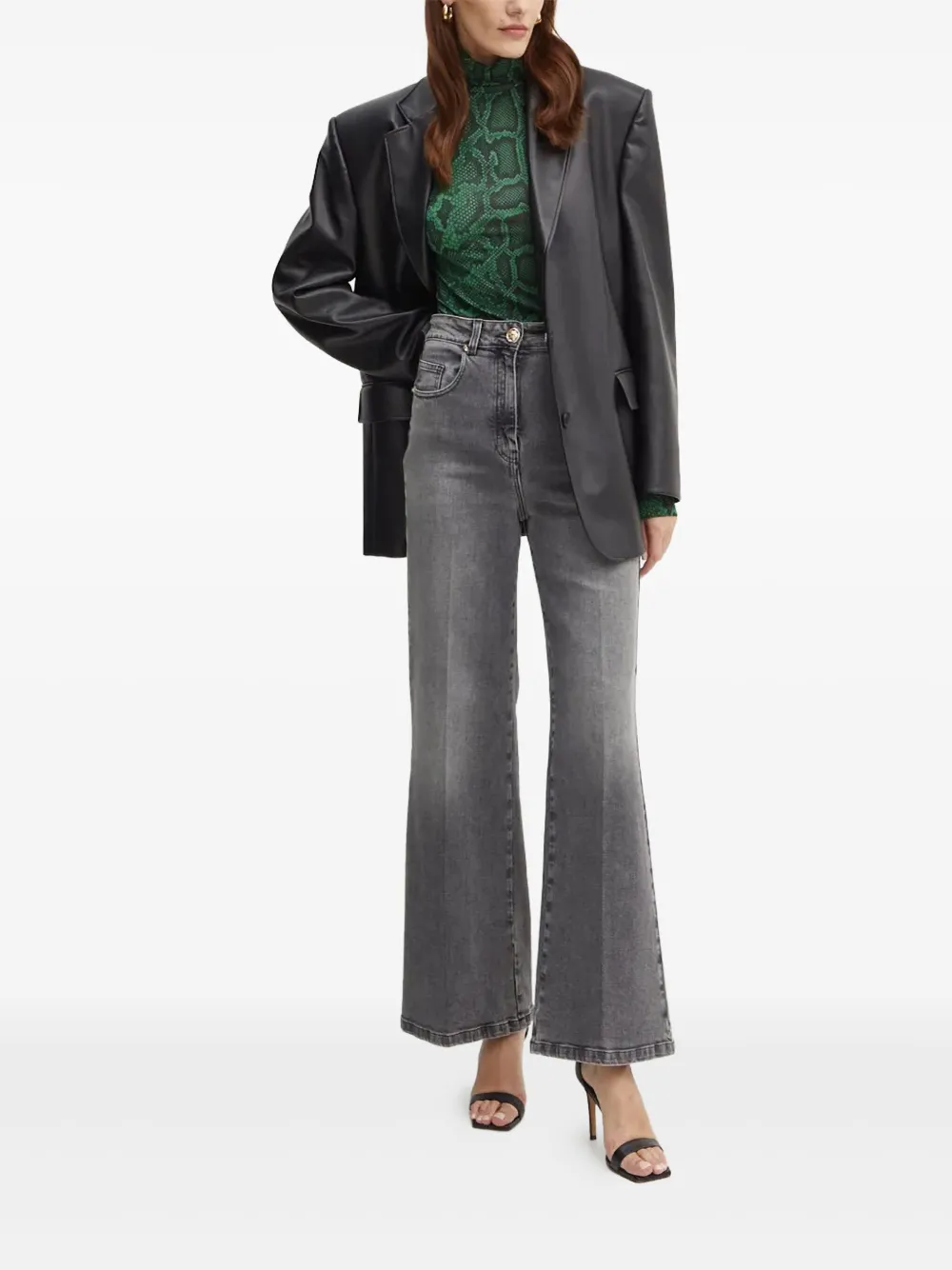 SIMONA CORSELLINI Jeans met logoplakkaat Grijs