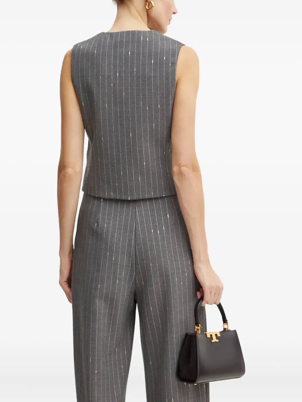 Simona Corsellini Pinstripe Buttoned Waistcoat In Gray