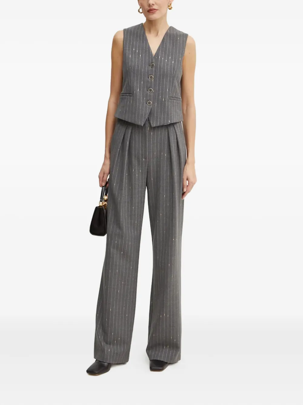 Simona Corsellini Pinstripe Buttoned Waistcoat In Gray