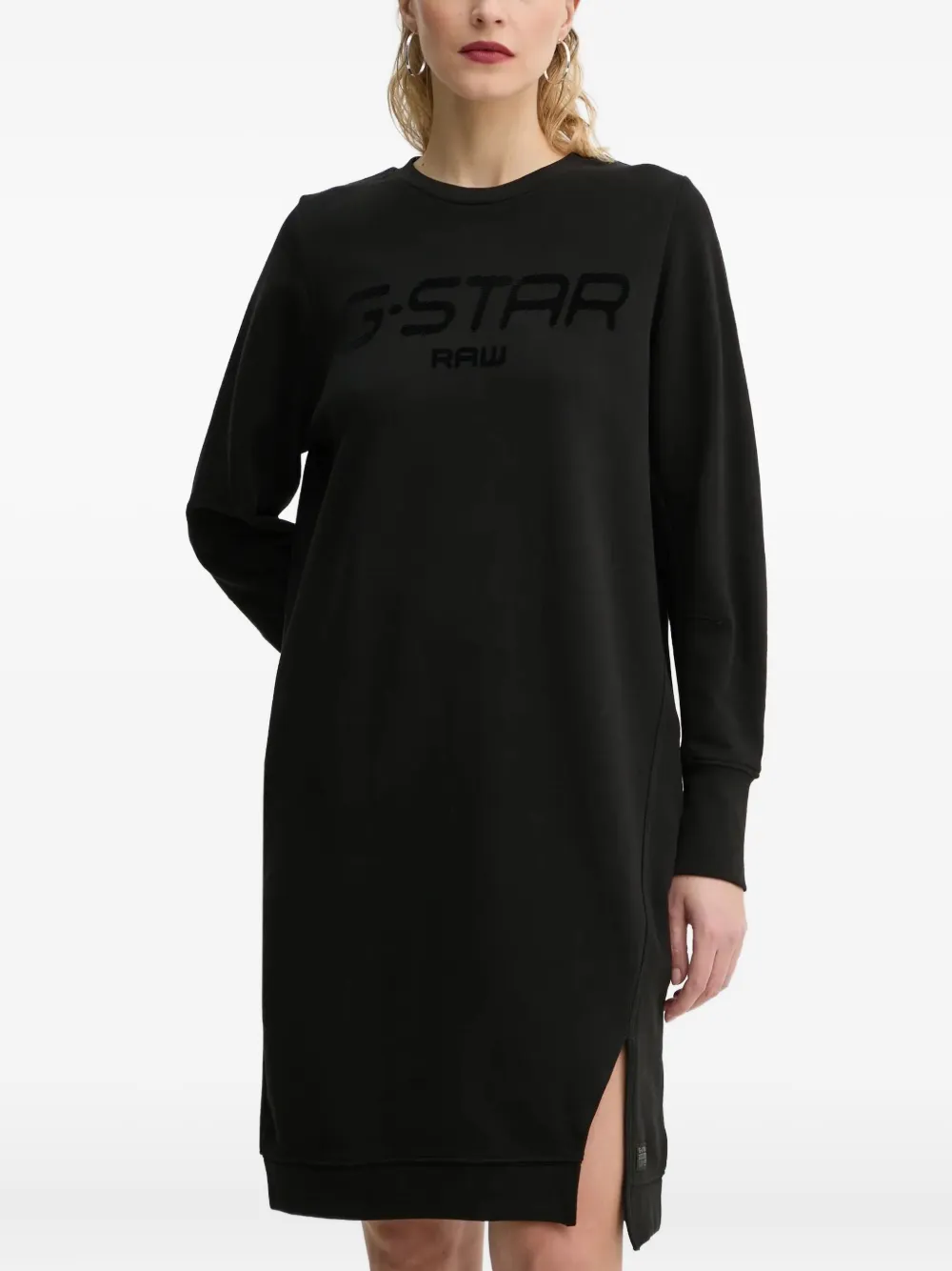 G-Star RAW Jurk verfraaid met logo en lange mouwen Zwart