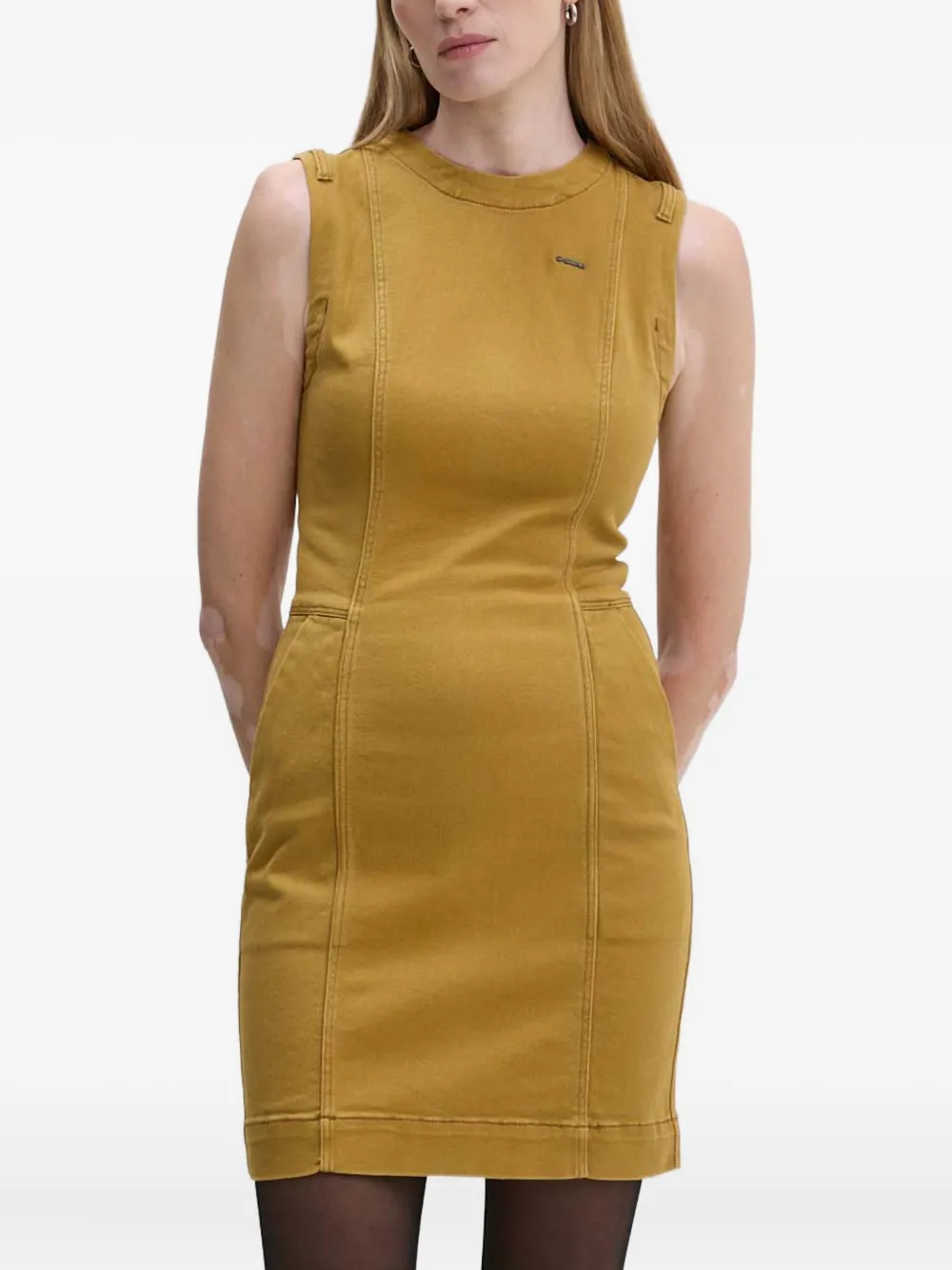 G-star Raw Logo-plaque Dress In Brown