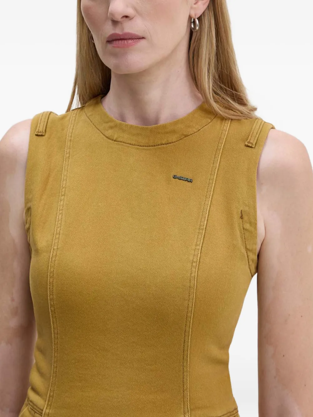 G-star Raw Logo-plaque Dress In Brown